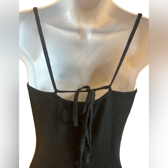 Free People Beach Tula Sweater Dress Size Large Black Midi Length V Neckline - Picture 8 of 14
